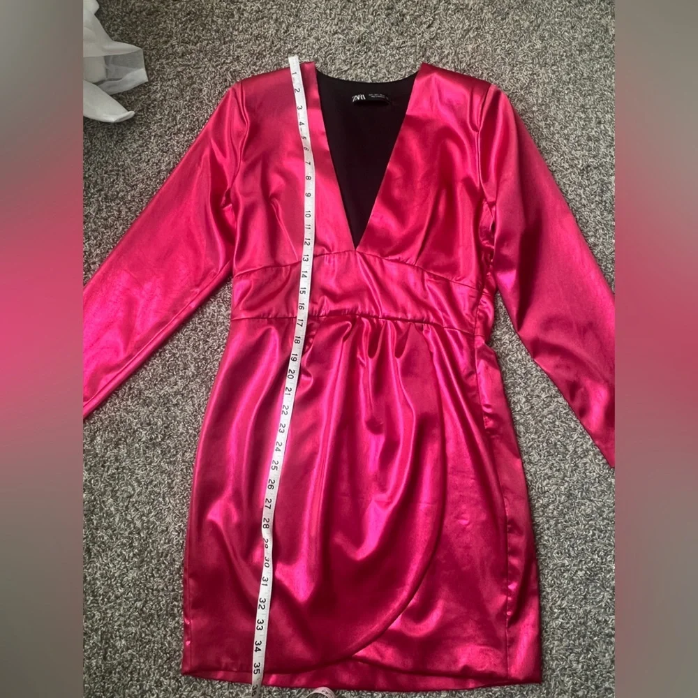 Zara Glam Party Ready Pink Metallic Long Sleeve Mini‎ Dress